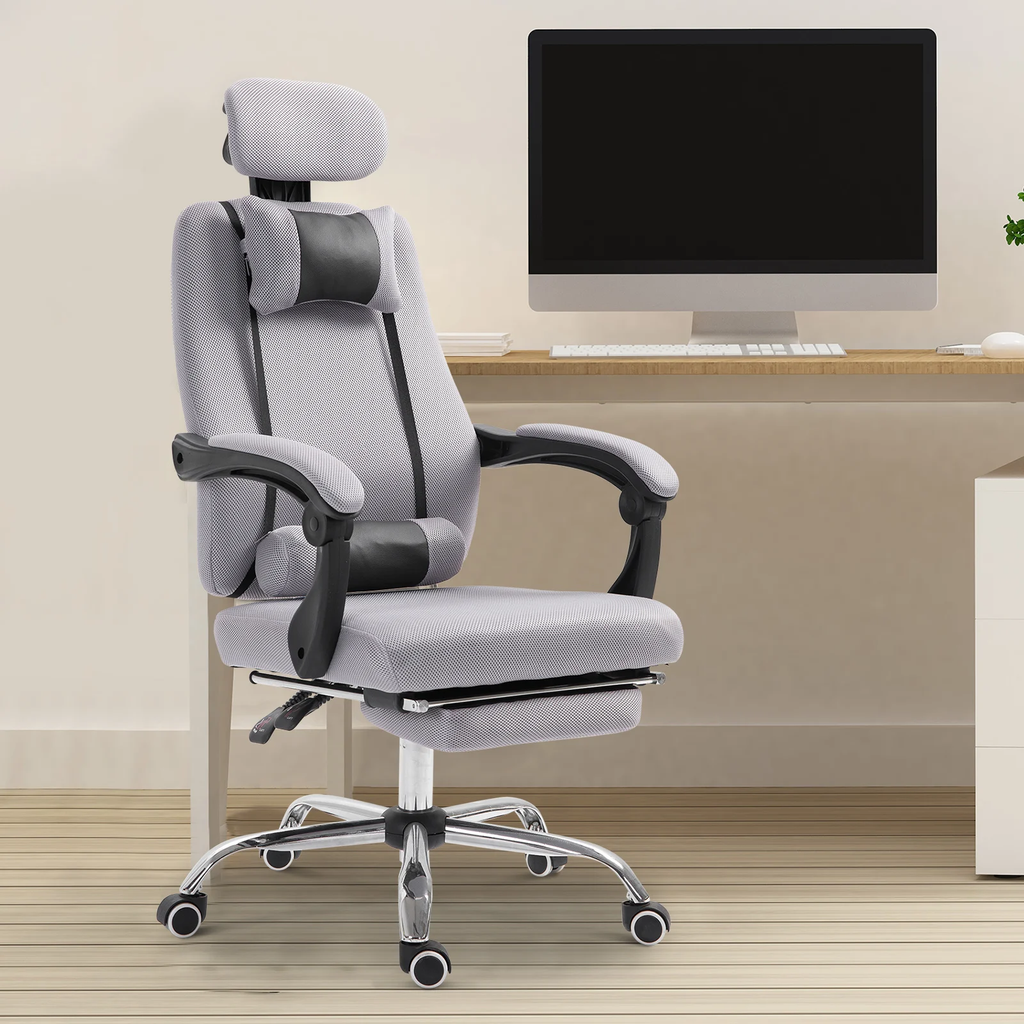 Ergonomic Executive Home Office Chair with Footrest - Grey