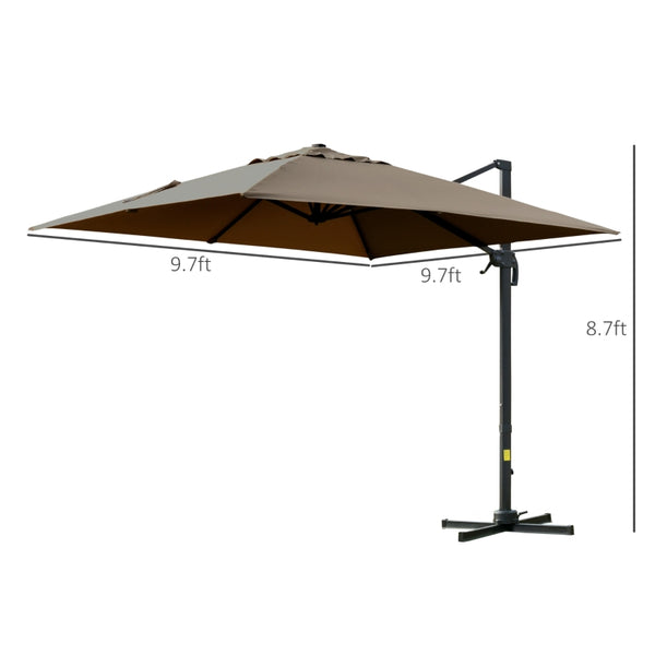 10ft. Rotatable Square Top Cantilever Umbrella - Coffee