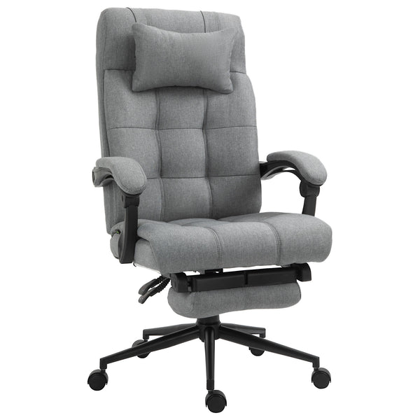 High Back Executive Home Office Chair with Footrest - Light Grey