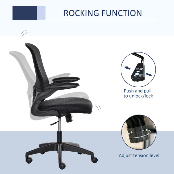 Height Adjustable Mesh Home Office Chair with Flip Up Arm - Black
