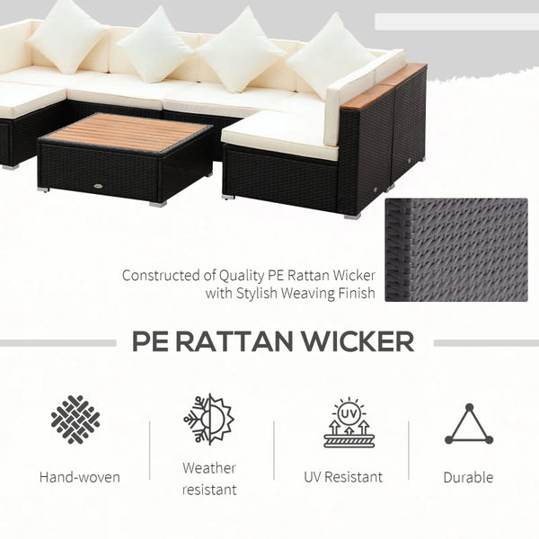 7pc Patio Rattan Furniture Set - Beige
