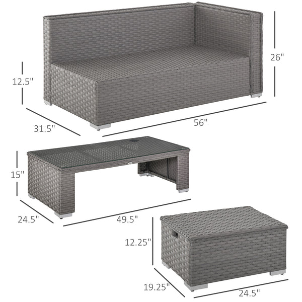 6pc Outdoor Rattan Wicker Patio Furniture Set - Grey
