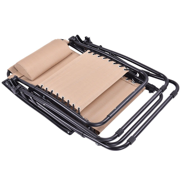 Outdoor Folding Reclining Lounge Chair - Beige
