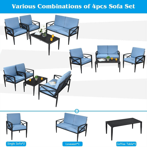 4pc Patio Furniture Set - Blue