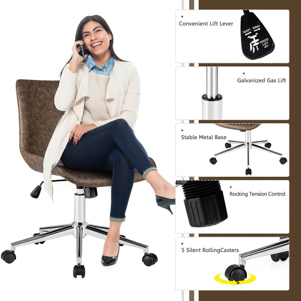 Adjustable Armless Mid-Back Office Chair