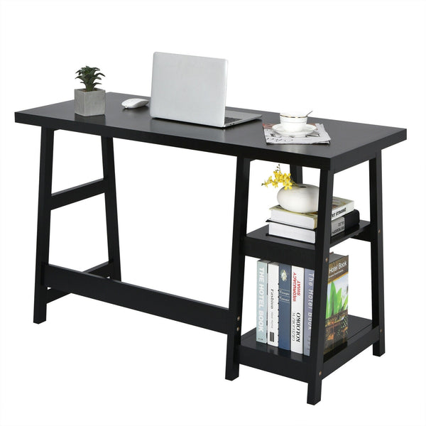Computer Writing Desk with Removable Shelves - Black