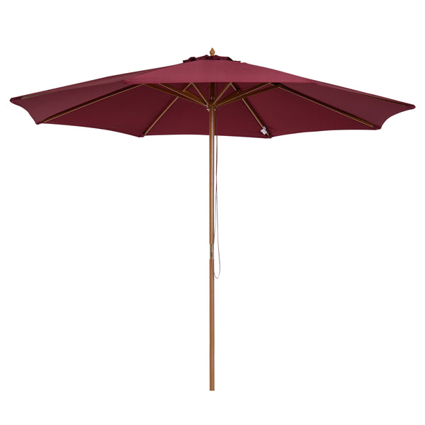 Patio Sunshade Bamboo Umbrella - Wine Red