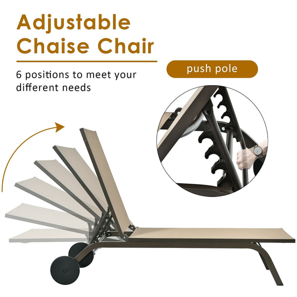 Adjustable Outdoor Patio Recliner Chair - Brown