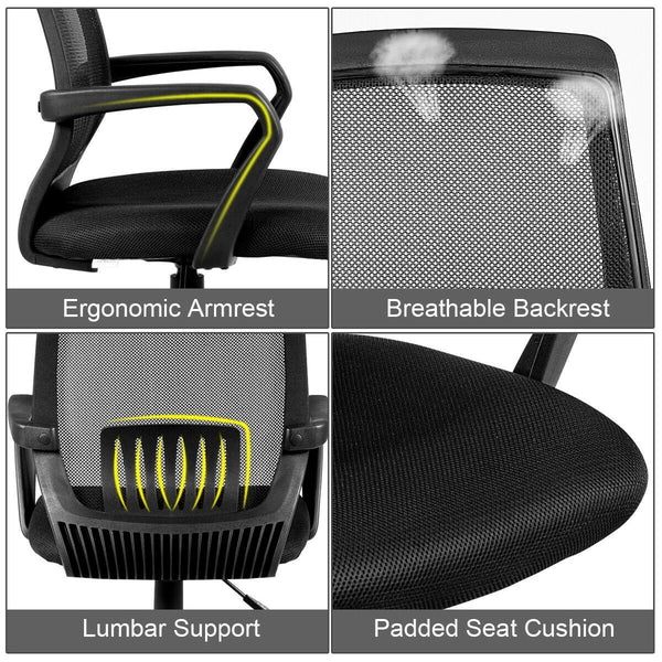 Height Adjustable Mesh Back Swivel Office Chair - Black