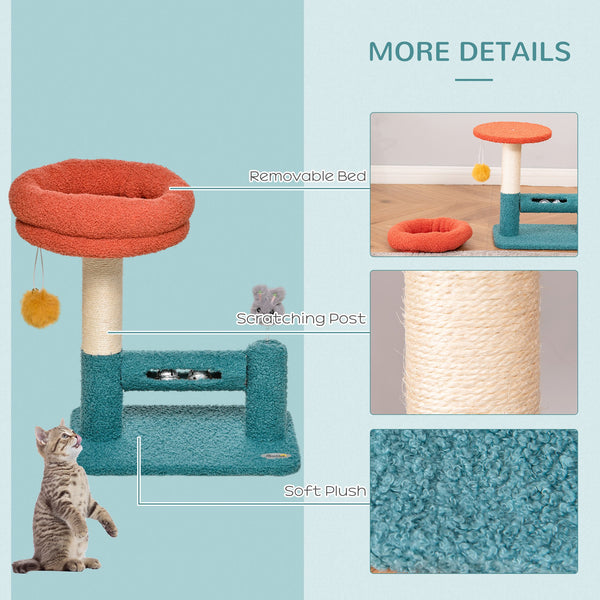 17" Cat Tree with Removable Bed - Blue and Orange