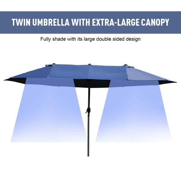 Outdoor Patio Umbrella with Twin Canopy