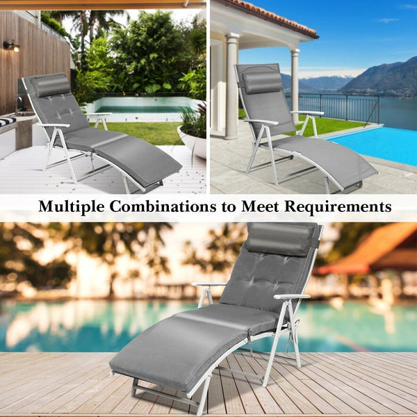 Outdoor Adjustable Patio Chaise Lounge Chair - Gray