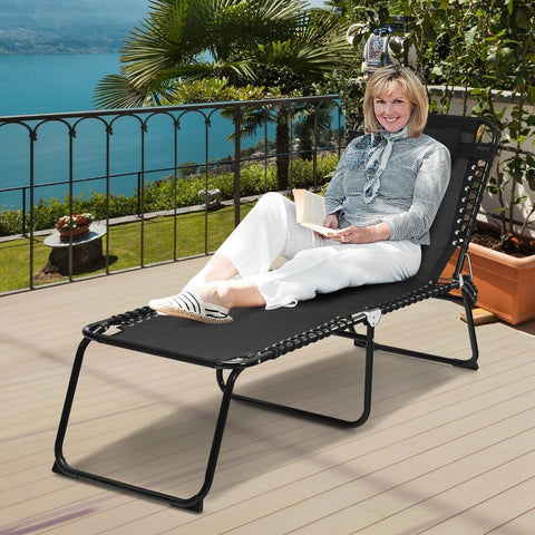 Patio Folding Design Lounge Chair - Black