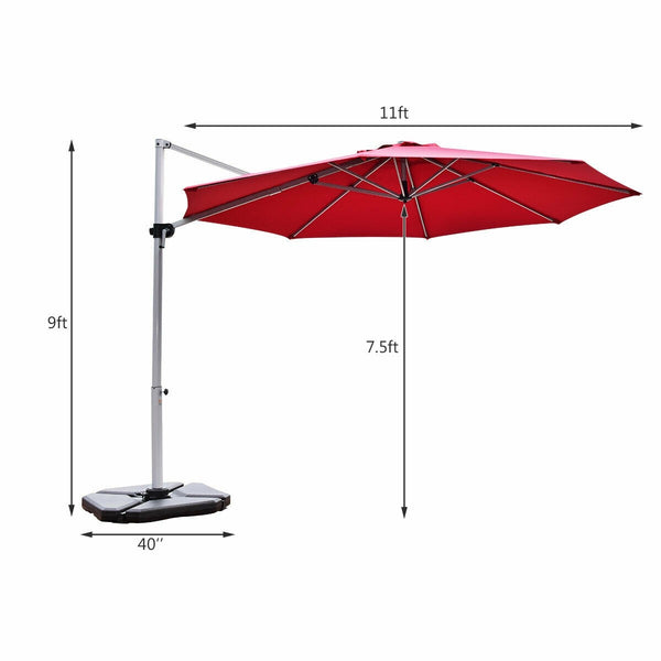 11ft Patio Offset Cantilever Umbrella - Red