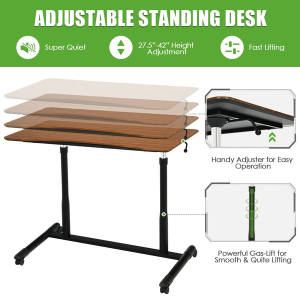 Height Adjustable Computer Desk - Brown