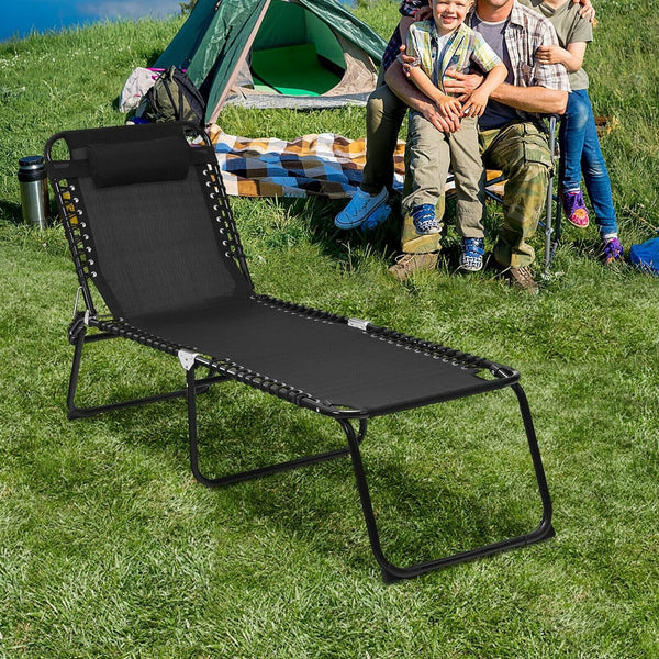 Patio Folding Design Lounge Chair - Black