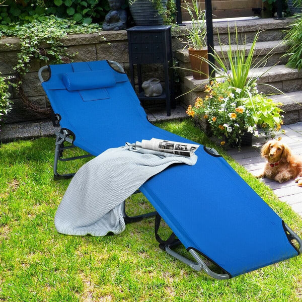 Outdoor Folding Chaise Lounge Chair - Blue
