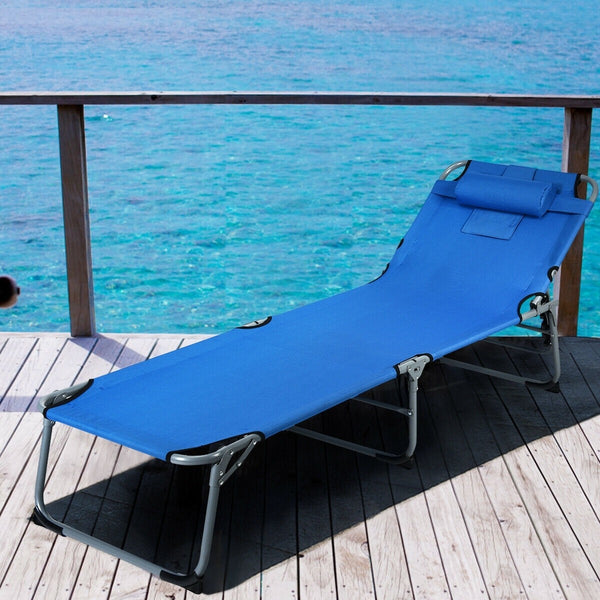 Outdoor Folding Chaise Lounge Chair - Blue