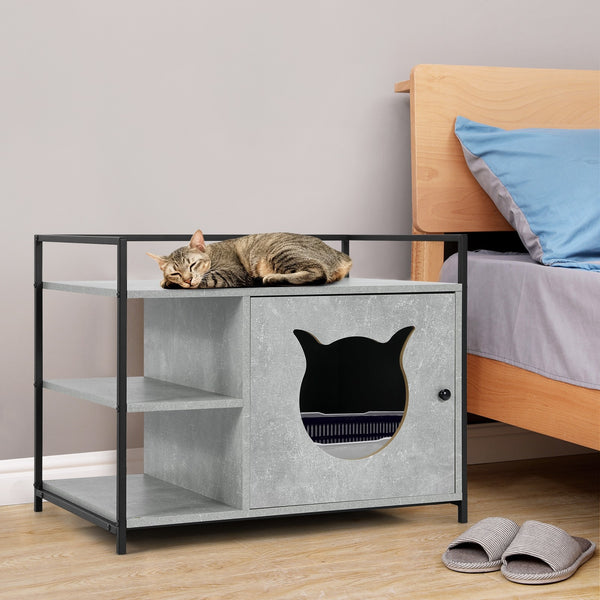 2-Tier Hidden Pet Cat Litter Cabinet - Gray