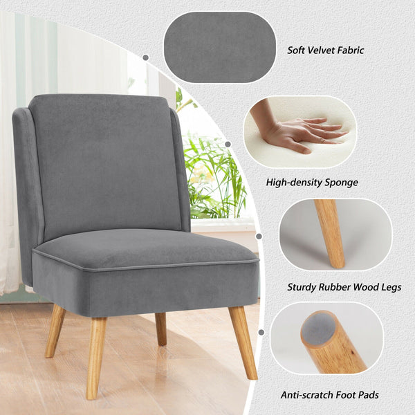 Velvet Accent Chair - Gray