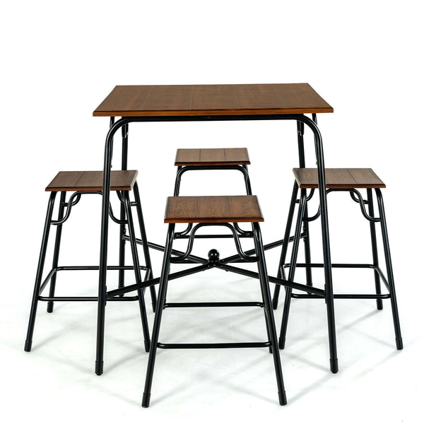 5pc Bar Table Set - Rustic Brown