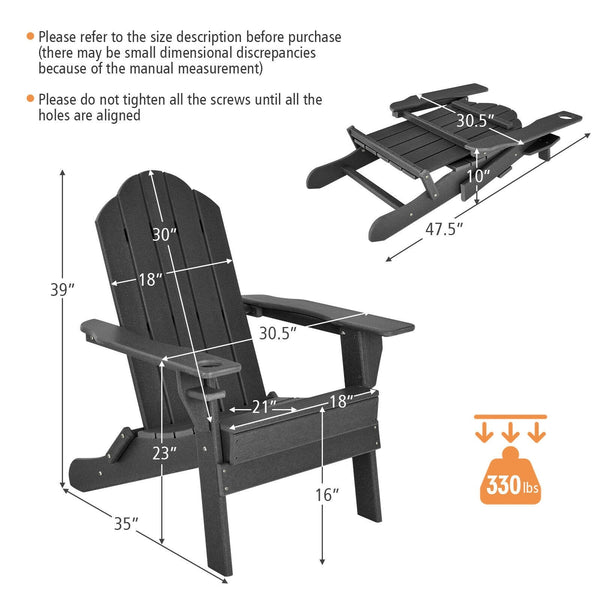 Patio Adirondack Chair - Black
