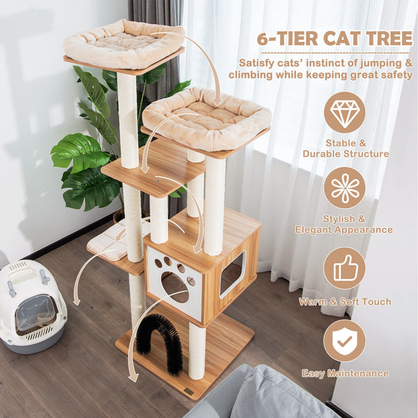 69.5" Indoor Cat Tree - Beige