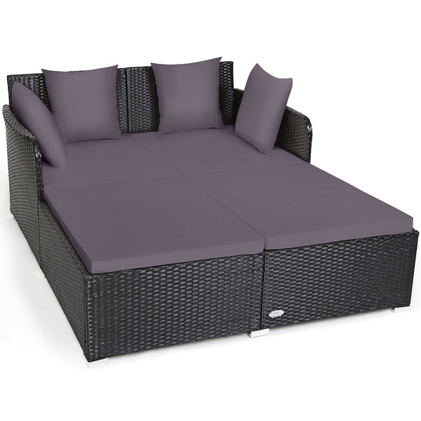 Wicker Rattan Patio Daybed - Gray