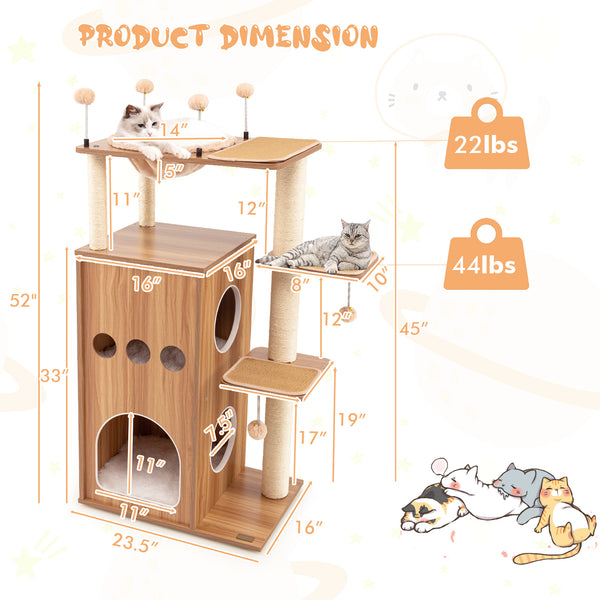 52” Multi-level Cat Play Center - Natural