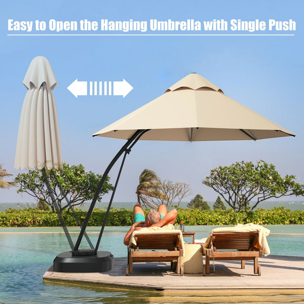 11ft Outdoor Cantilever Hanging Umbrella - Beige