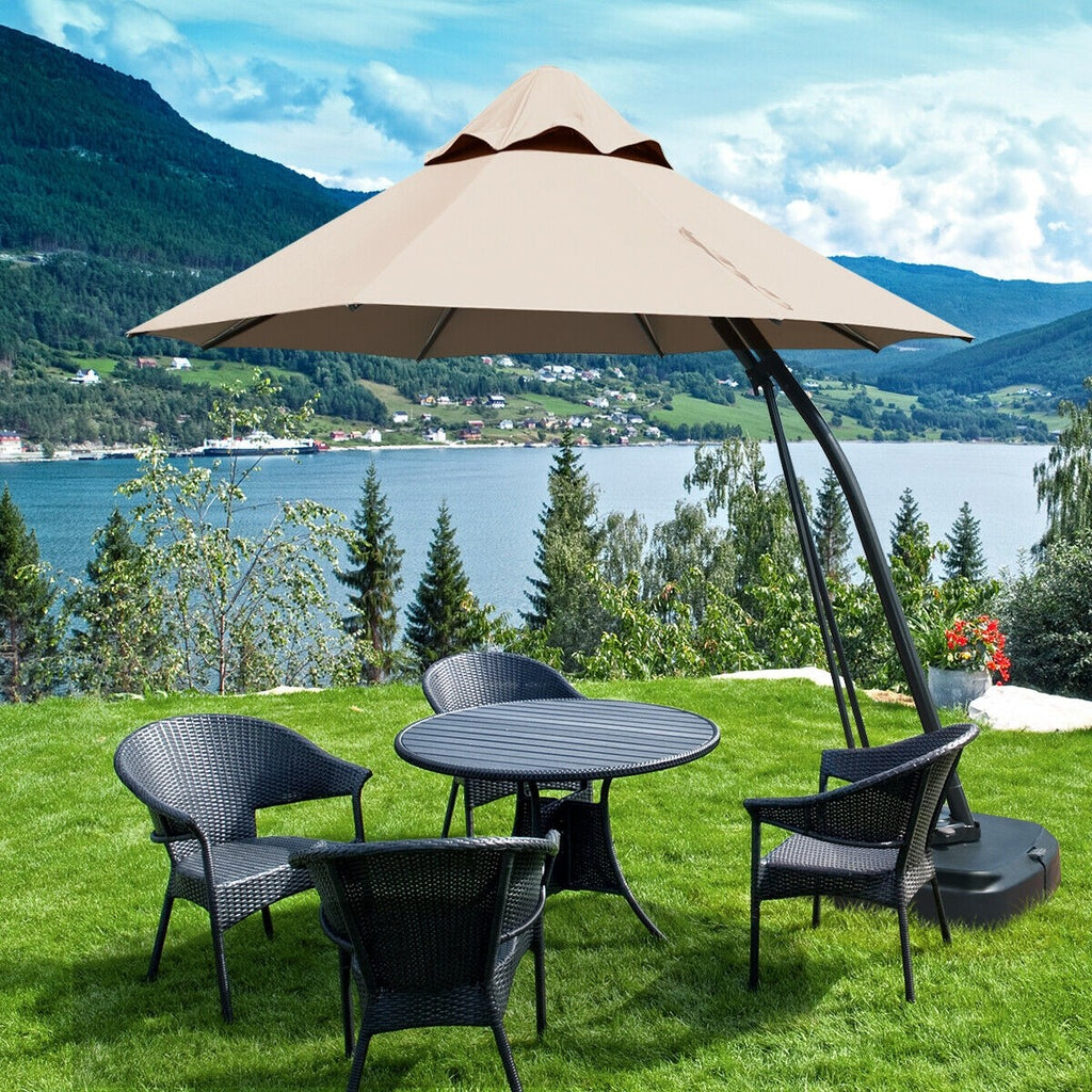 11ft Outdoor Cantilever Hanging Umbrella - Tan