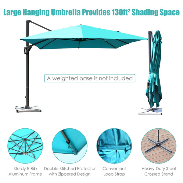 10 x 13ft Rectangular Cantilever Umbrella - Turquoise