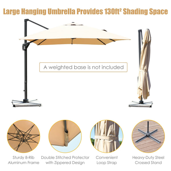 10 x 13ft Rectangular Cantilever Umbrella - Beige