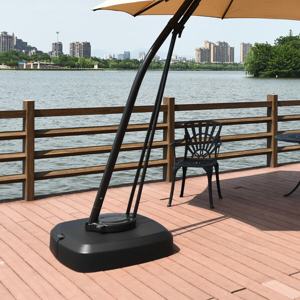 Patio Cantilever Offset Umbrella Base with Wheels - Black