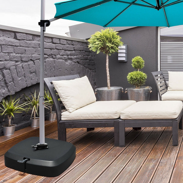 Patio Cantilever Offset Umbrella Base with Wheels - Black