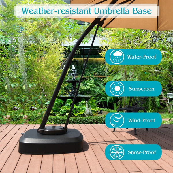 Patio Cantilever Offset Umbrella Base with Wheels - Black