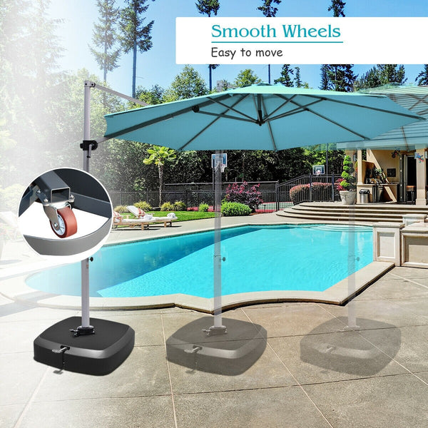 Patio Cantilever Offset Umbrella Base with Wheels - Black