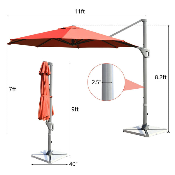 11ft Patio Offset Umbrella - Orange