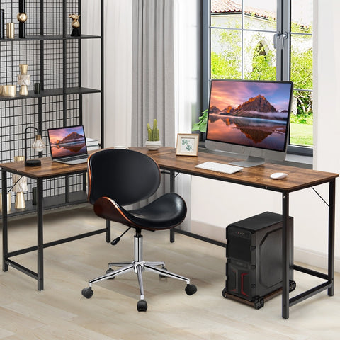 L Shaped Corner Computer / Gaming Desk - Brown