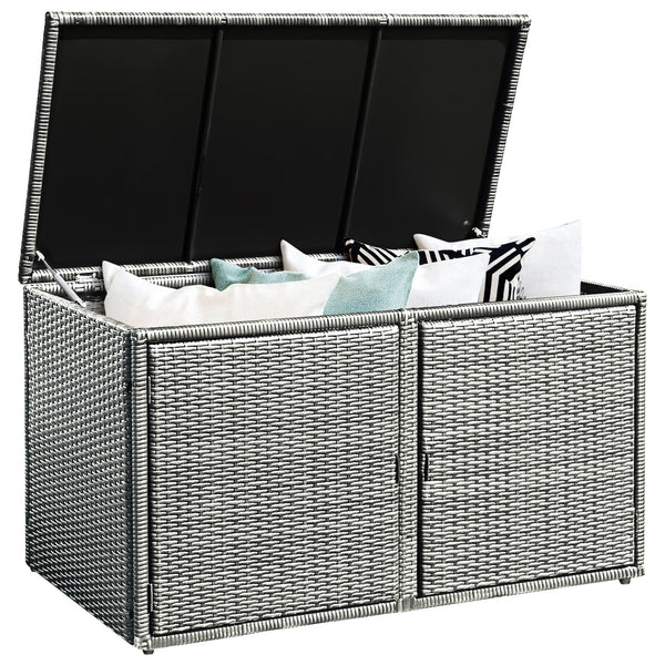 Patio Rattan Storage Box - Gray