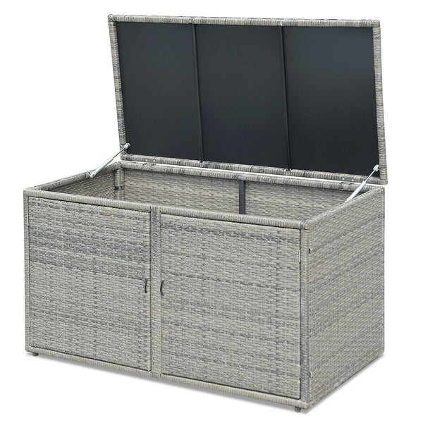 Patio Rattan Storage Box - Gray