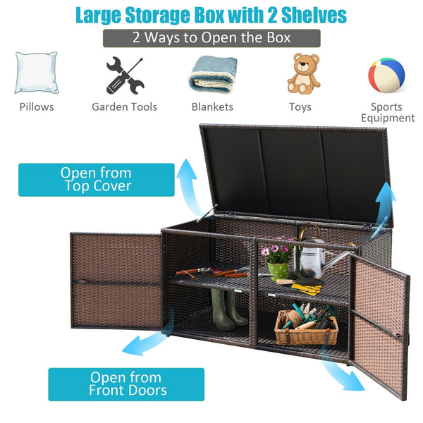 Patio Rattan Storage Box - Brown