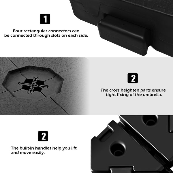 4pc Patio Cantilever Offset Umbrella Weight Base Plate Set - Black