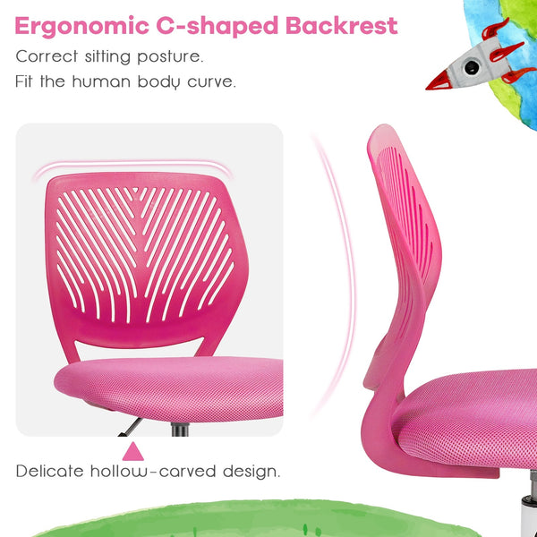 Adjustable Armless Office Chair - Pink