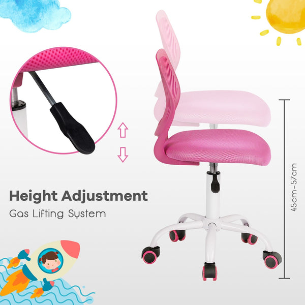 Adjustable Armless Office Chair - Pink