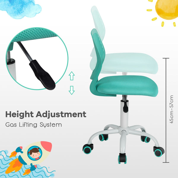 Adjustable Armless Office Chair - Turquoise