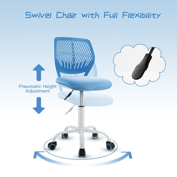 Adjustable Armless Office Chair - Blue