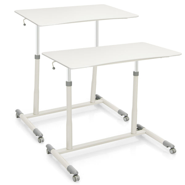 Height Adjustable Computer Desk - White