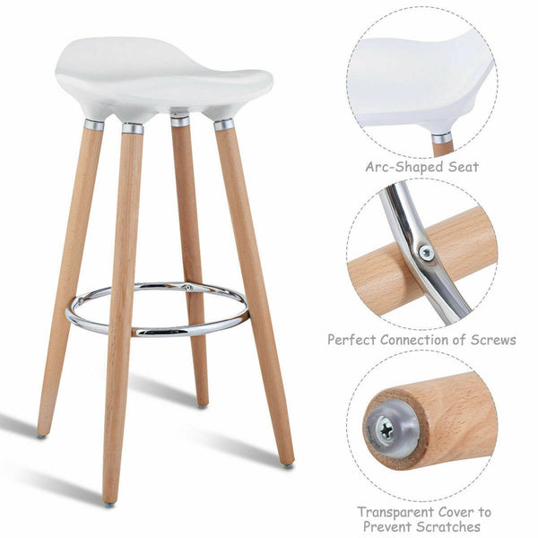 Set of 2 Bar Stools with Wooden Legs