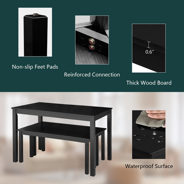 3pc Studio Collection Dining Table Set - Black